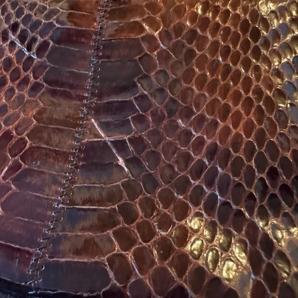 Vintage Neiman Marcus Snakeskin Leather Envelope Bag in Brown - Picture 5 of 8